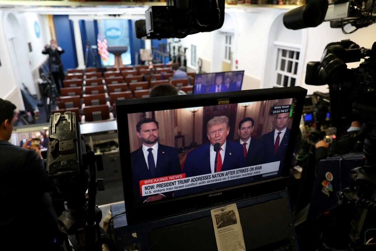 Tổng thống Trump phát biểu trước toàn quốc sau khi Mỹ không kích 3 cơ sở hạt nhân của Iran. Ảnh: Reuters