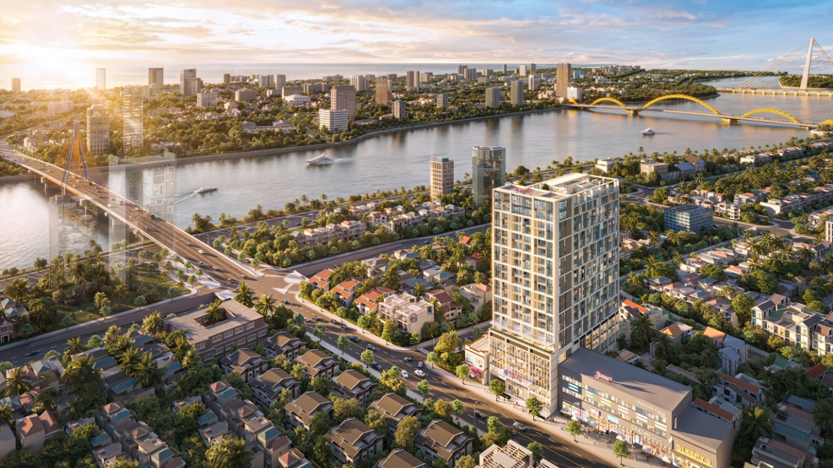 Phối cảnh minh họa tòa tháp Sun Solar Residence cận cầu sông Hàn (Ảnh phối cảnh minh họa: Sun Property)