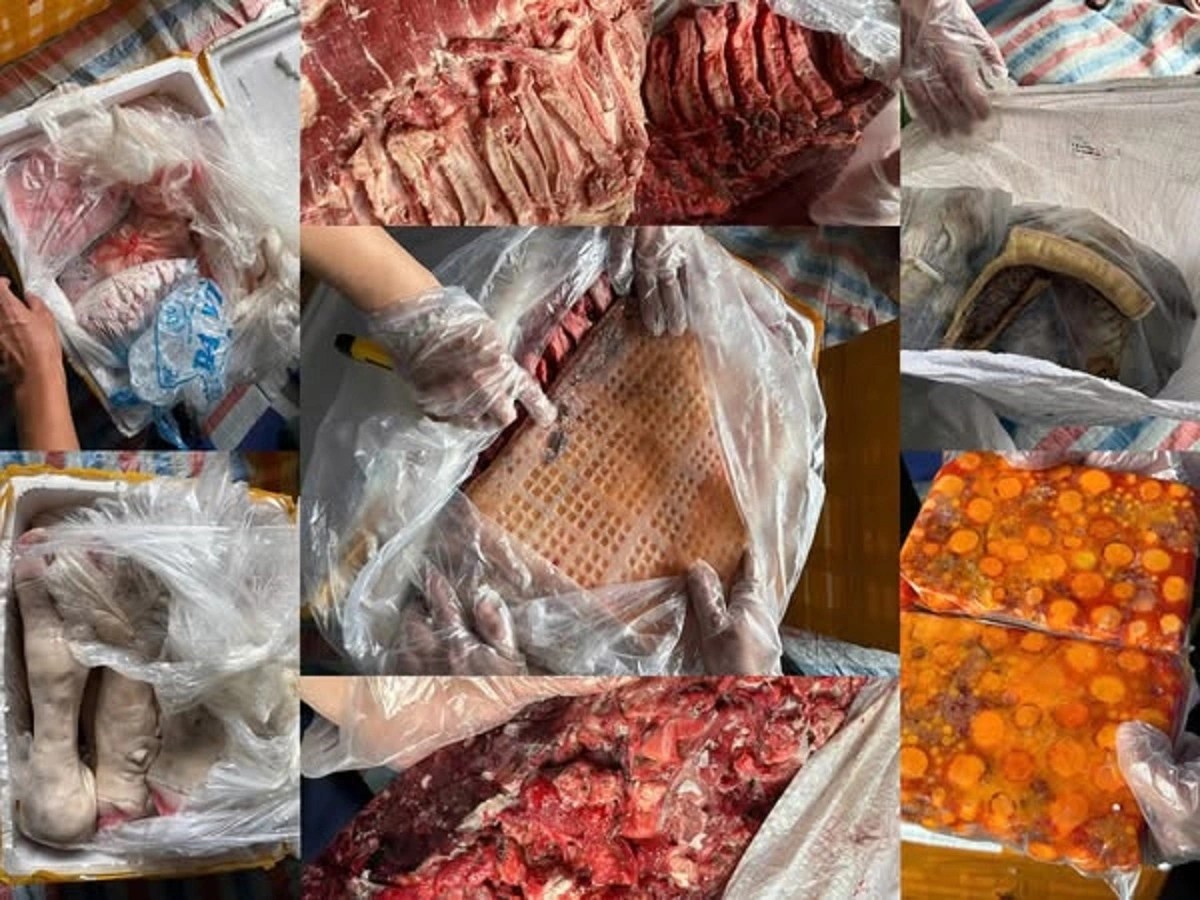 Sản phẩm đã bốc mùi hôi thối                   Ảnh: Công an Nam Định