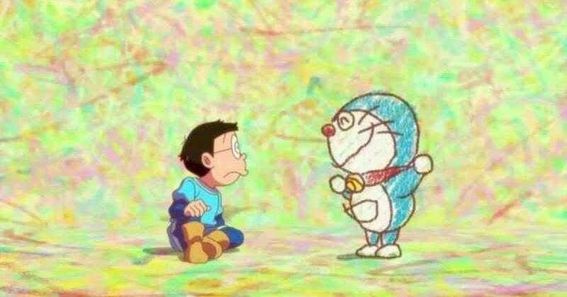 Nhân vật Doraemon ngây ngô, đáng yêu qua nét vẽ của người bạn Nobita.