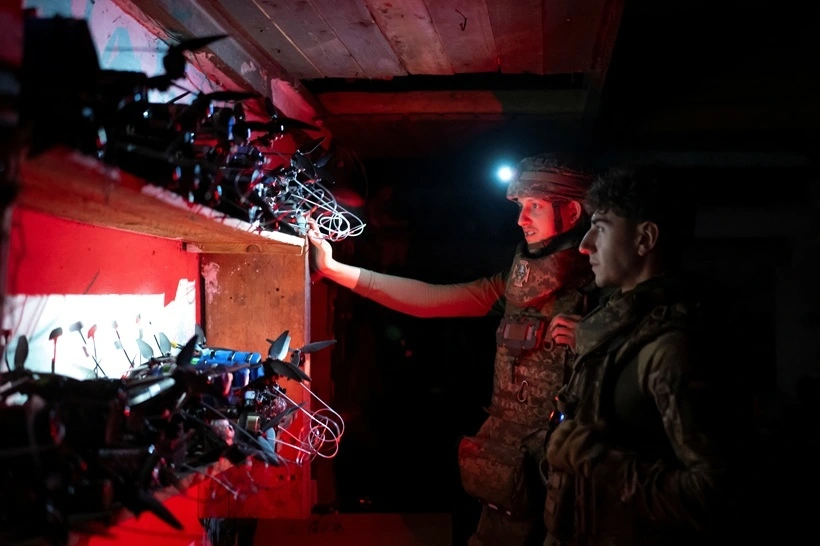 Căn cứ bí mật của lực lượng UAV Ukraine. Ảnh: Reuters
