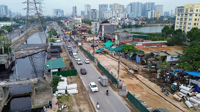 Dự án tuyến đường Tam Trinh (quận Hoàng Mai, Hà Nội) dự kiến hoàn thành vào tháng 6/2026. (Ảnh minh họa: KT)