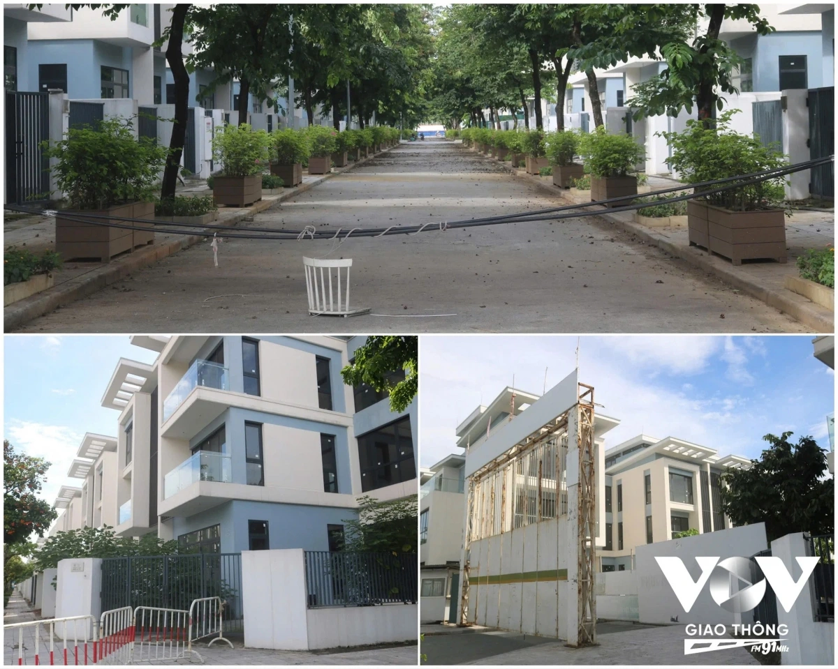 Bên cạnh đó, các khu biệt thự đều đang rơi vào tình trạng bị quây rào cấm, vách ngăn hạn chế người ra vào dù nhà vẫn còn mới