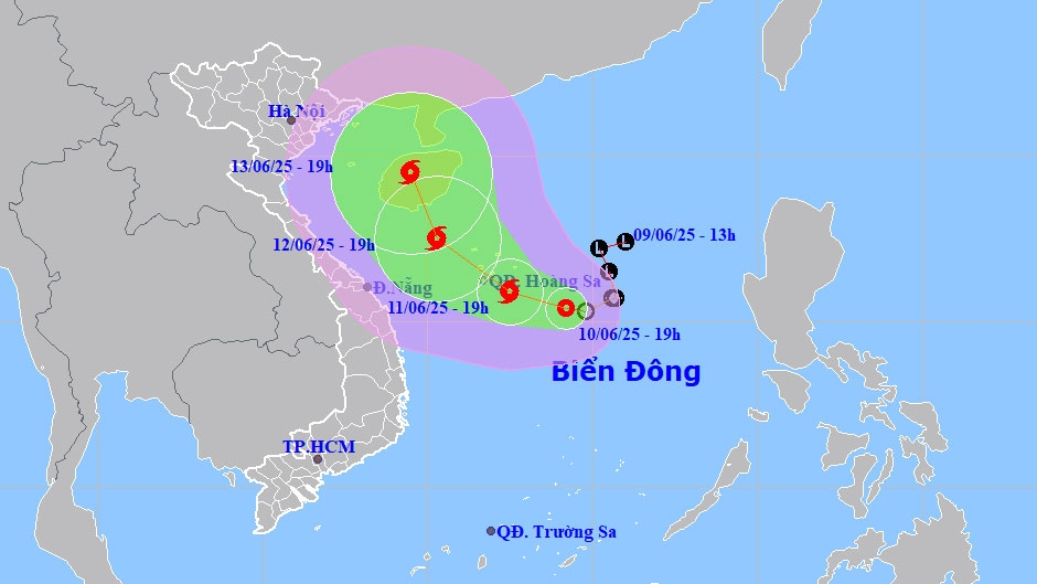 Vị trí và hướng đi của áp thấp nhiệt đới