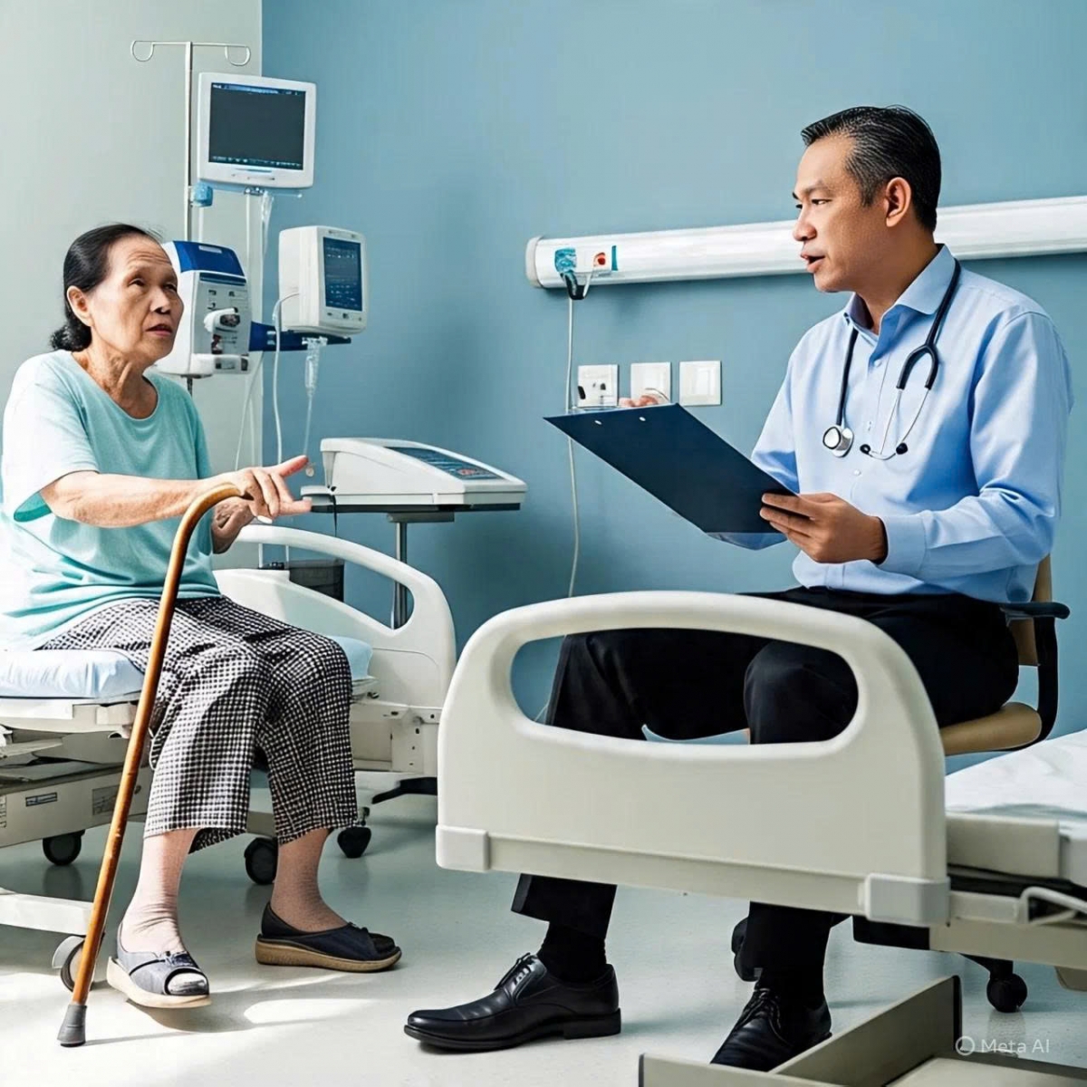 Nhân viên y tế cần tư vấn cho bệnh nhân ngay cả khi họ đồng thuận chia sẻ hình ảnh nhưng chưa lường hết tác động về sau, để bệnh nhân thực hiện được tốt nhất quyền riêng tư của mình (Ảnh minh họa: Meta AI)