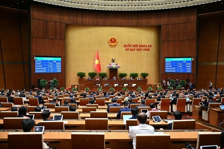 Quốc hội biểu quyết thông qua nghị quyết tại phiên bế mạc Kỳ họp thứ 9. Ảnh: Quốc hội
