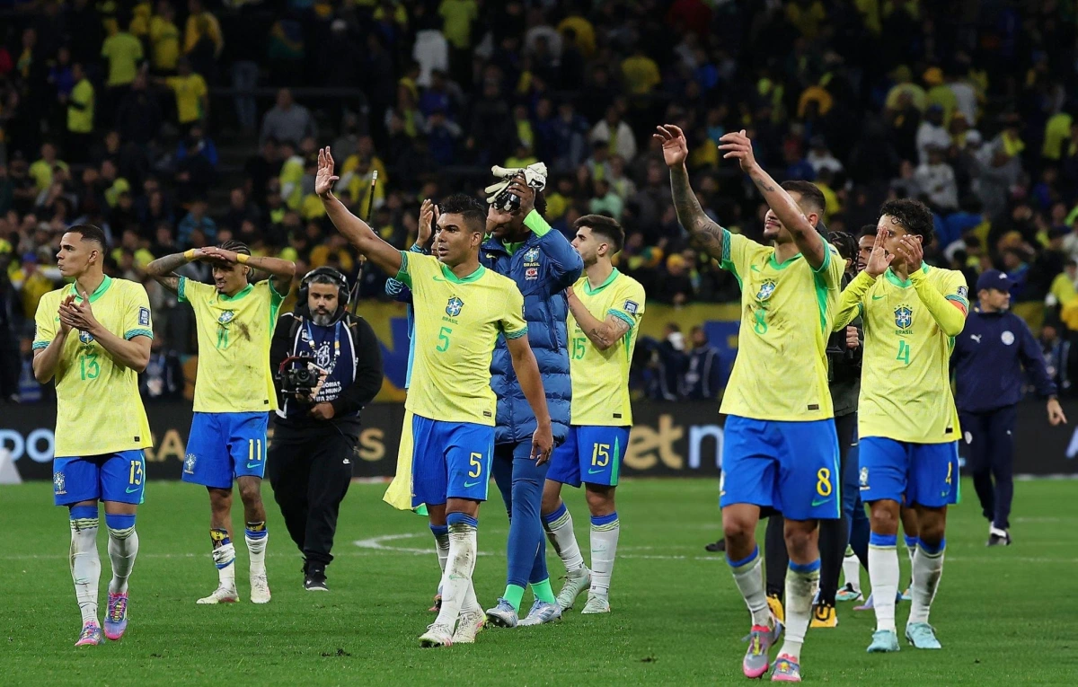 Niềm vui của ĐT Brazil sau khi giành vé dự VCK World Cup 2026. (Ảnh: Getty).