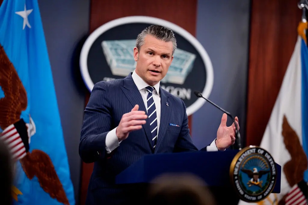 Bộ trưởng Quốc phòng Mỹ Pete Hegseth phát biểu tại họp báo của Lầu Năm Góc ngày 22/6/2025. Ảnh: Getty Images
