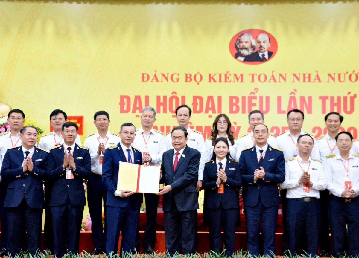 Chủ tịch Quốc hội Trần Thanh Mẫn dự Đại hội Đại biểu lần thứ VIII, nhiệm kỳ 2025 -2030, Đảng bộ Kiểm toán nhà nước vào chiều 7/6.