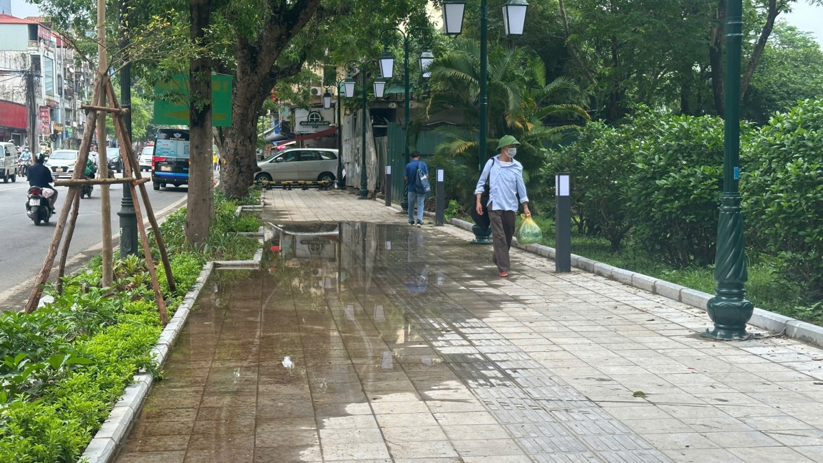 Nhiều điểm ứ đọng diện tích chiếm hết toàn bộ chiều rộng vỉa hè.