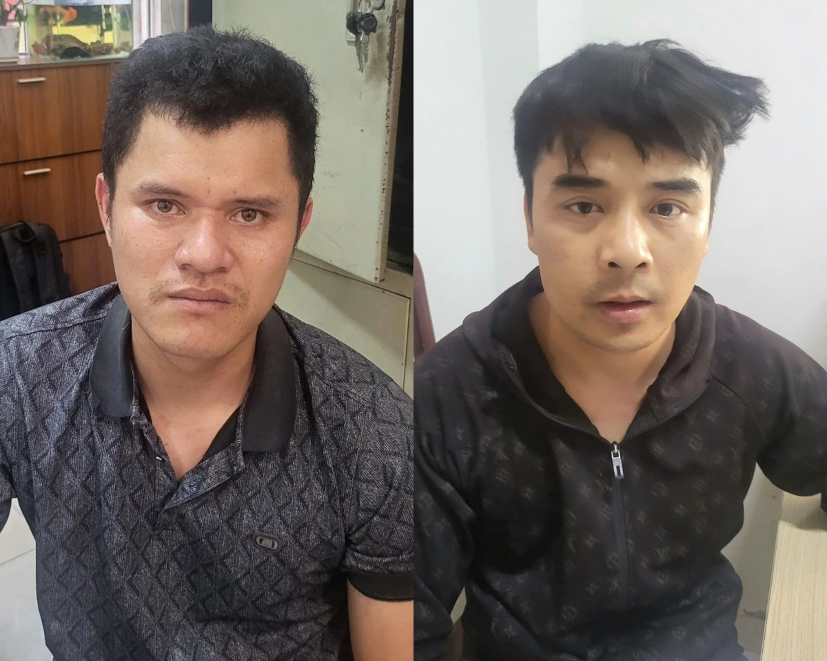 Hồ Bá Quyền và Lê Văn Linh tại cơ quan công an