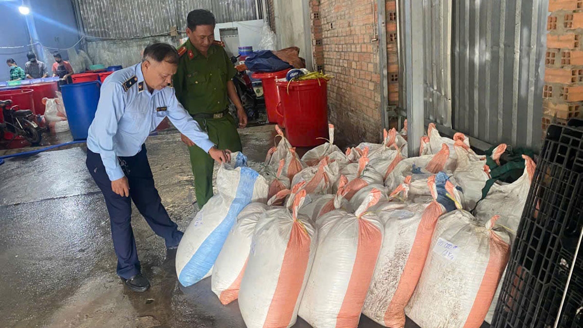 Lực lượng chức năng kiểm tra, phát hiện số lượng lớn hạt đác.