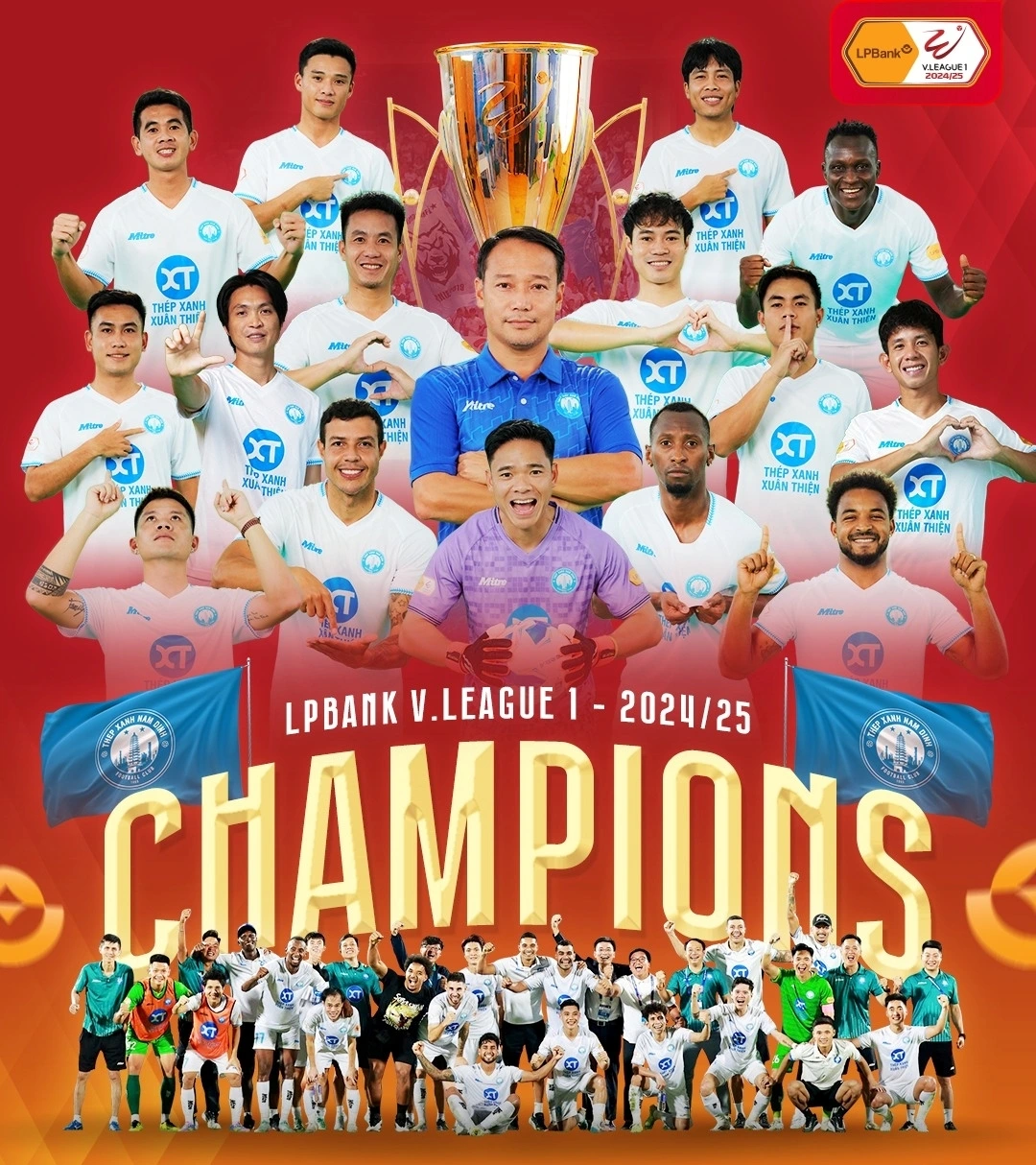 Nam Định vô địch V-League 2024/2025 sớm 1 vòng đấu