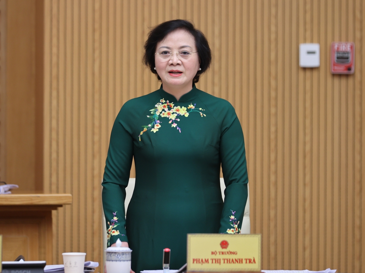 Bộ trưởng Bộ Nội vụ Phạm Thị Thanh Trà phát biểu tại Phiên họp - Ảnh: VGP/Đoàn Bắc