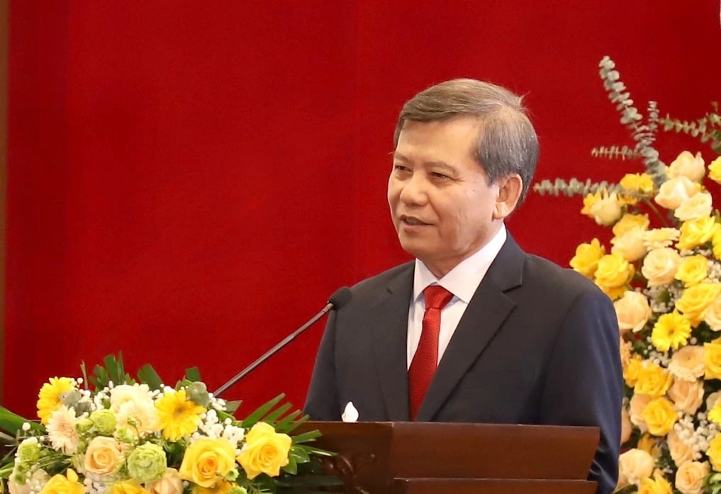 Chánh án TAND Tối cao Lê Minh Trí phát biểu tại buổi lễ. (Ảnh: Hùng Anh)