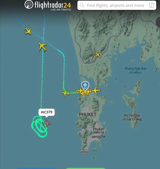 Thông tin về lộ trình chuyến bay trên trang flightradar24.com