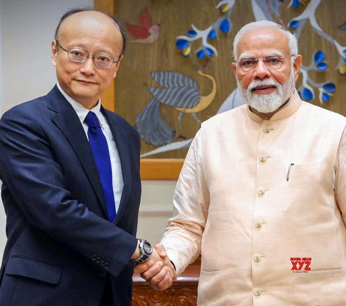 Thủ tướng Ấn Độ Narendra Modi và Chủ tịch ADB Masato Kanda trong cuộc gặp được tổ chức tại Thủ đô New Delhi ngày 1/6 (Ảnh X)