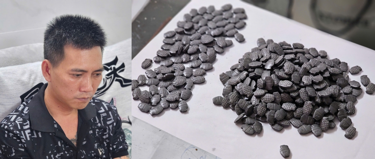  Châu Vĩnh Phú và tang vật thu giữ trong vụ án.