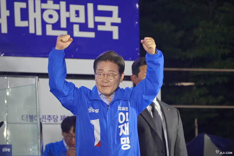 Ứng cử viên Lee Jae-myung đã giành thắng lợi trong bầu cử Tổng thống thứ 21 của Hàn Quốc (Ảnh: Jiji Press)