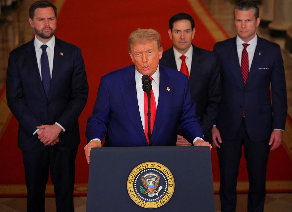 Tổng thống Mỹ Donald Trump phát biểu. Ảnh: Reuters