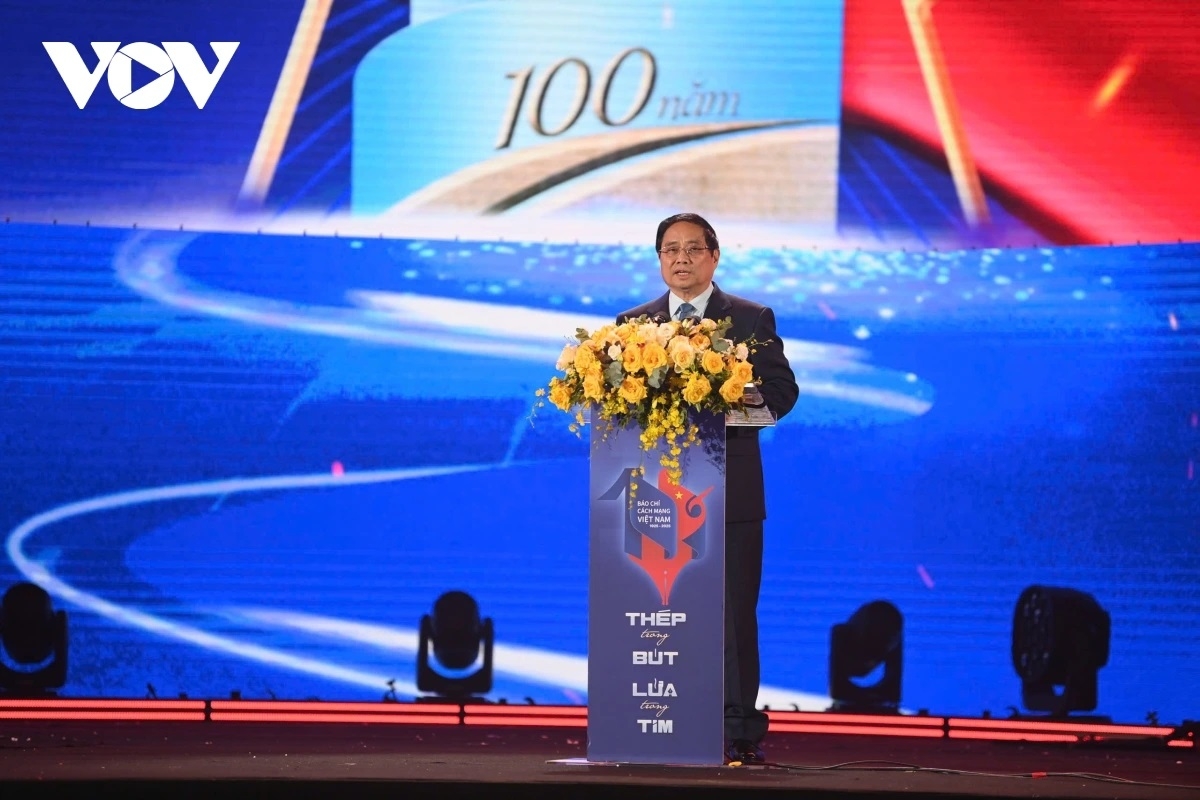 Thủ tướng Phạm Minh Chính phát biểu chúc mừng các nhà báo nhân Kỷ niệm 100 năm Ngày Báo chí cách mạng Việt Nam