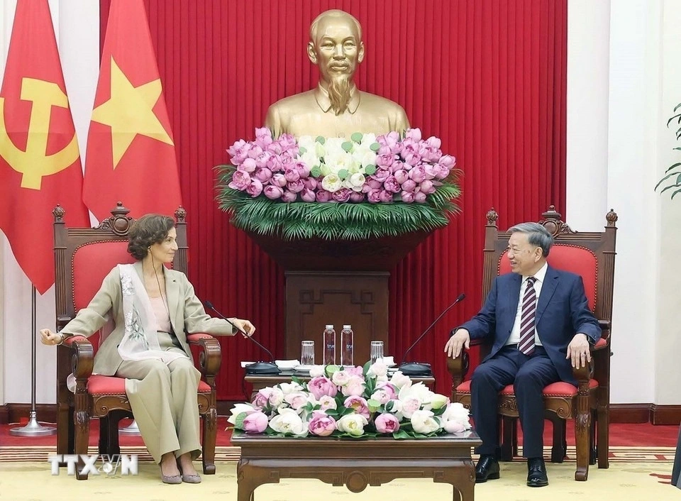 Tổng Bí thư Tô Lâm tiếp bà Audrey Azoulay, Tổng Giám đốc Tổ chức Giáo dục, Khoa học và Văn hóa của Liên Hợp Quốc (UNESCO). Nguồn: TTXVN