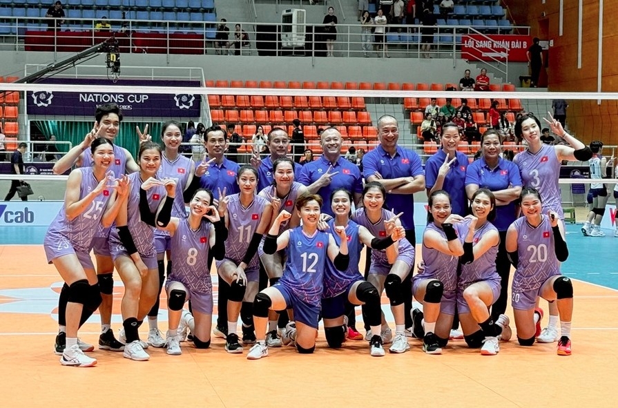 Vietnamese players have their second win at AVC Women's Nations Cup 2025. (Photo: sggp.org.vn)