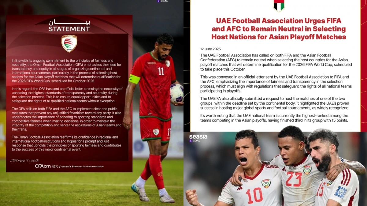 LĐBĐ Oman và LĐBĐ UAE yêu cầu FIFA và AFC minh bạch trong việc lựa chọn đội chủ nhà tại vòng loại 4 World Cup 2026 khu vực châu Á. (Ảnh: Seasia goal)