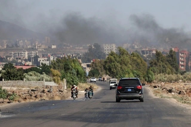 Một khu vực cửa ngõ vào tỉnh Sweida ở Syria hôm 19/7 (Ảnh: Reuters)