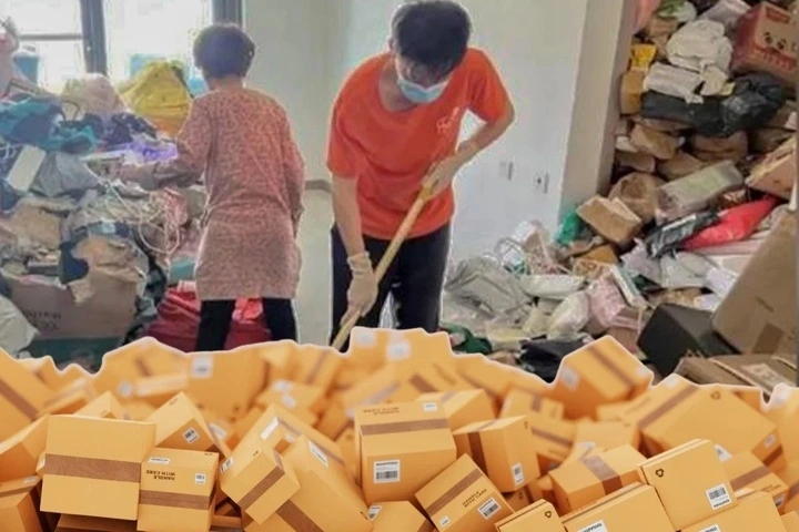 Bà Vương chi 7,2 tỷ đồng mua hàng online, thuê thêm một căn hộ trữ hàng chưa mở. (Ảnh: Douyin)