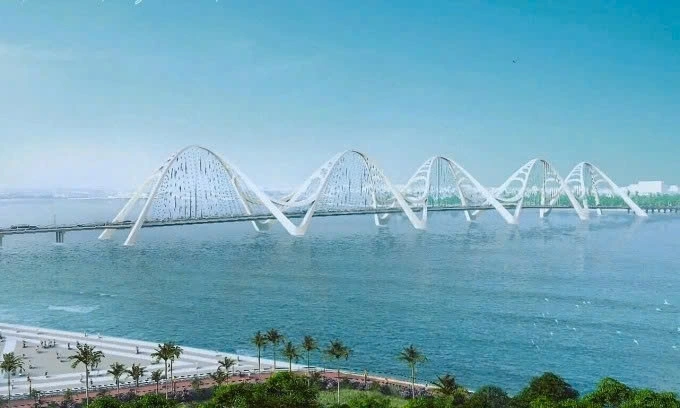 Phối cảnh phương án cầu vượt vịnh Rạch Giá. Ảnh: Sở GTVT Kiên Giang.