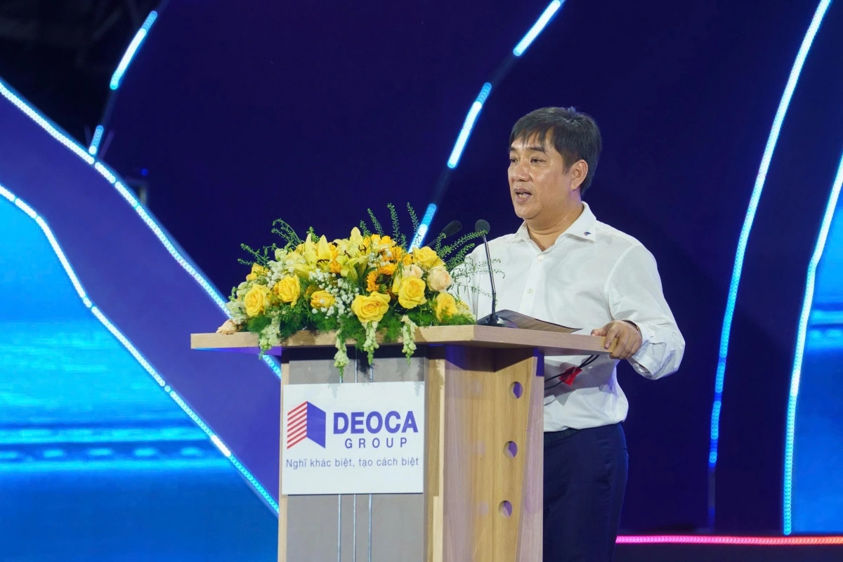 Chủ tịch Tập đoàn Đèo Cả Hồ Minh Hoàng phát biểu tại Lễ Kỷ niệm 40 năm thành lập Tập đoàn.