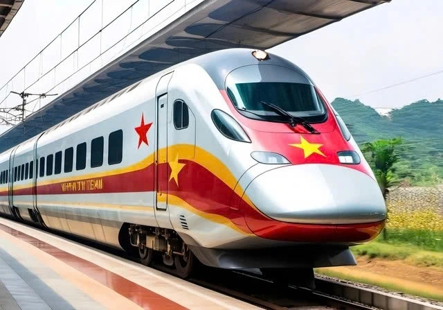 Dự án đường sắt Lào Cai - Hà Nội - Hải Phòng là một trong những dự án hạ tầng giao thông trọng điểm quốc gia, đi qua tỉnh Phú Thọ dài gần 100km, đi qua 5 phường và 15 xã. Ảnh AI.