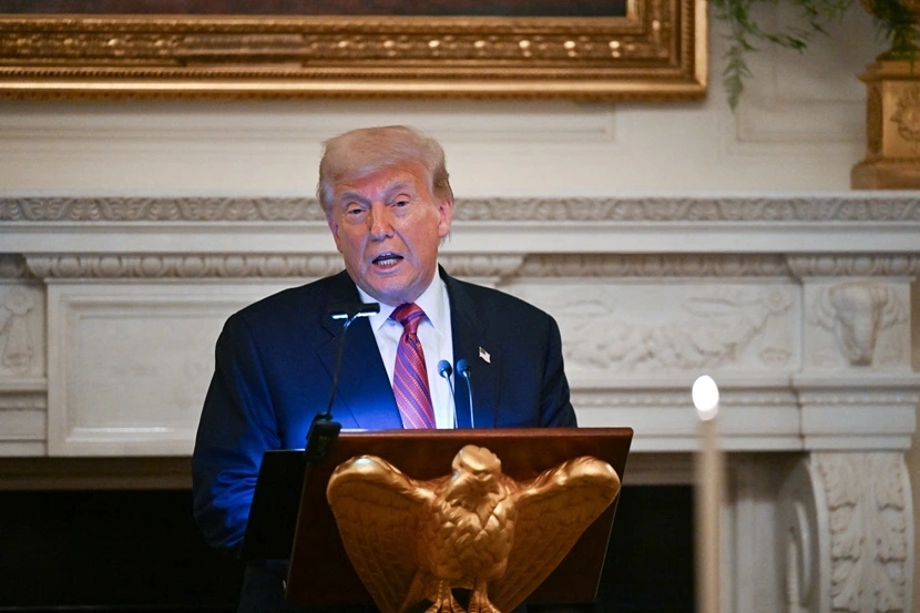 Tổng thống Mỹ Donald Trump phát biểu tại Nhà Trắng. Ảnh: Reuters