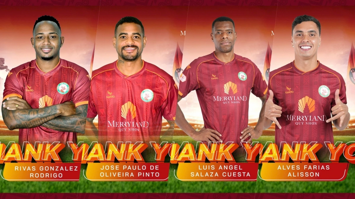 CLB Bình Định thông báo chia tay 4 ngoại binh Alves Farias Alisson, Luis Angel Salazar Cuesta, Jose Paulo De Oliveira Pinto và Rivas Gonzalez Rodrigo.