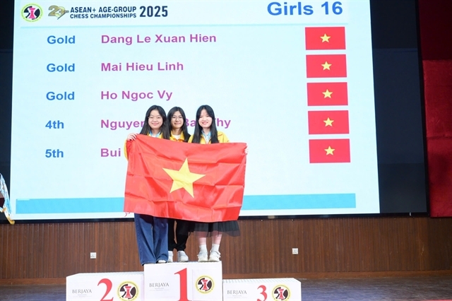 Vietnamese Girls U16 team win gold of the the ASEAN+ Age Groups Chess Championships 2025. (Photo of Vietnam Chess Federation)