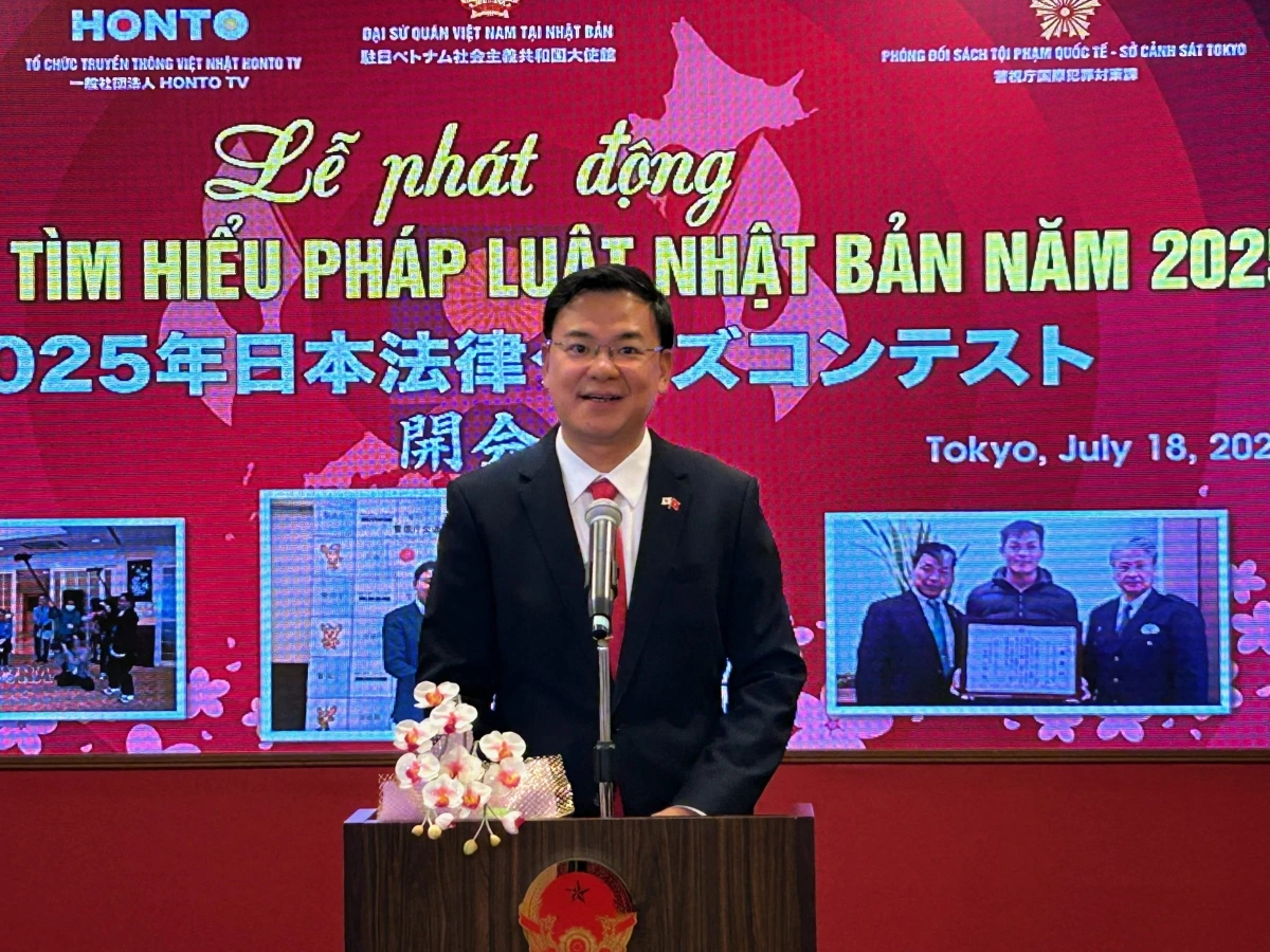 Đại sứ Phạm Quang Hiệu phát biểu tại Cuộc thi Tìm hiểu pháp luật Nhật Bản năm 2025