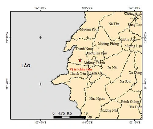 Vị trí chấn tâm của trận động đất này
