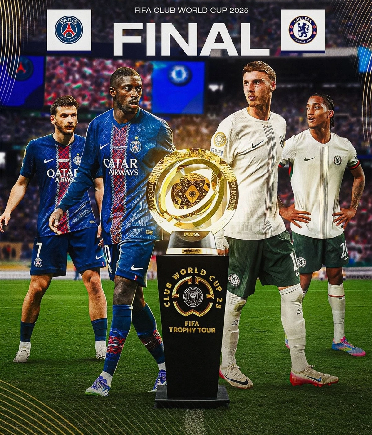 Chelsea đại chiến PSG ở chung kết FIFA Club World Cup 2025. (Ảnh: Fabrizio Romano)
