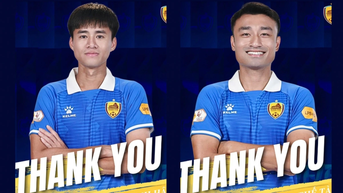 Quảng Nam chia tay Phan Thanh Hậu (trái) và Hoàng Thế Tài (Ảnh: Quảng Nam FC)