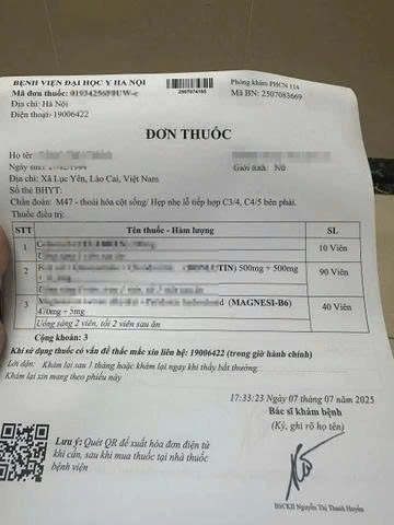 Đơn thuốc của bạn Trần Thị Quyên (Ảnh NVCC)