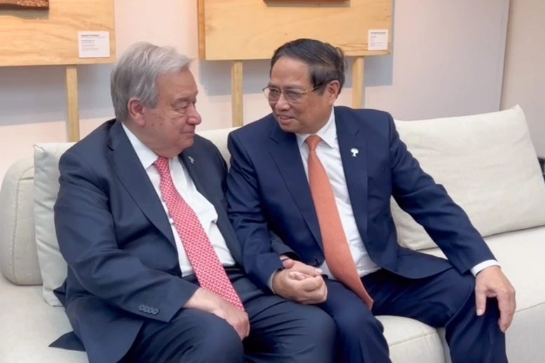 Thủ tướng Chính phủ Phạm Minh Chính gặp Tổng Thư ký Liên Hợp Quốc Antonio Guterres - Ảnh: VGP/Nhật Bắc