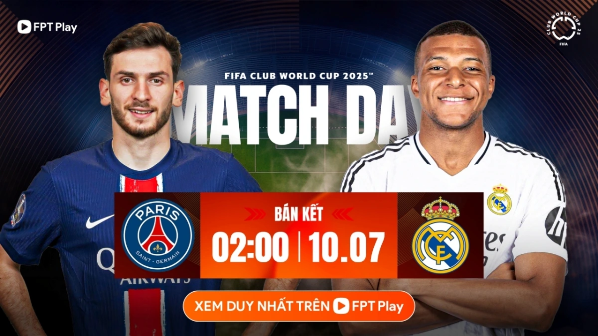Trận đấu giữa PSG với Real Madrid diễn ra vào lúc 2h ngày 10/7.
