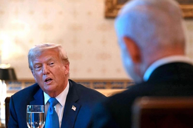Tổng thống Mỹ Donald Trump tiếp đón Thủ tướng Israel Benjamin Netanyahu hôm 7/7. Ảnh: Reuters.