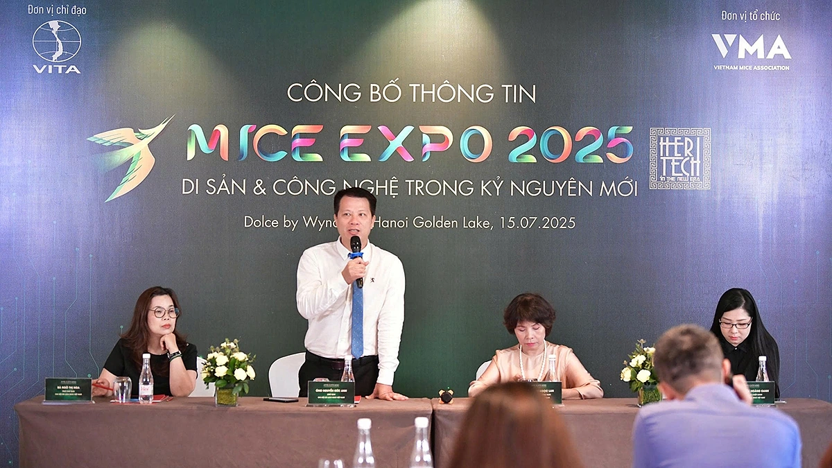 Ông Nguyễn Đức Anh, Chủ tịch Chi hội Du lịch MICE Việt Nam chia sẻ về chương trình MICE EXPO 2025.
Ảnh: BTC