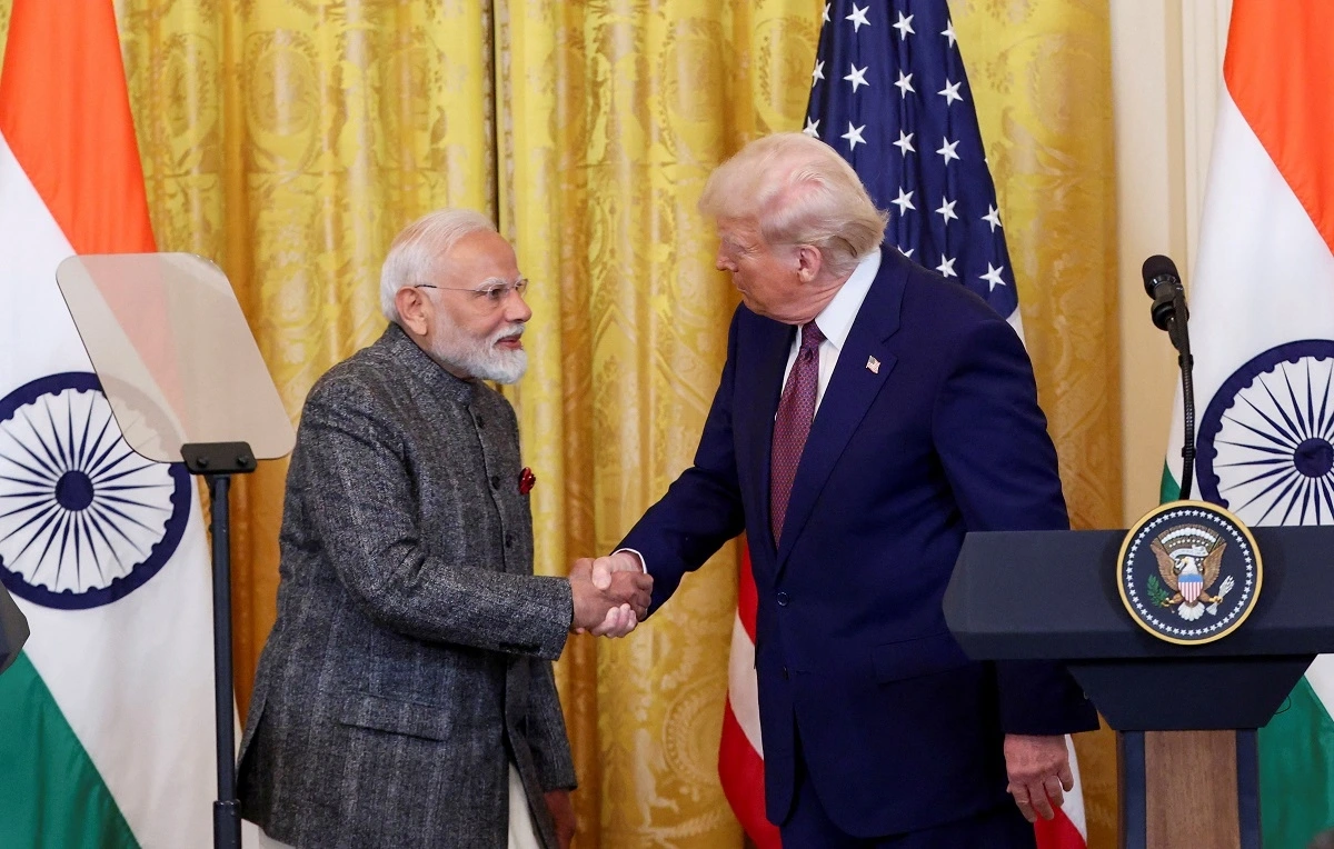 Thủ tướng Ấn Độ Narendra Modi và Tổng thống Mỹ Donald Trump sau cuộc hội đàm tại Nhà Trắng hôm 13/2 (ANI)