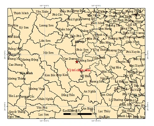 Vị trí động đất.