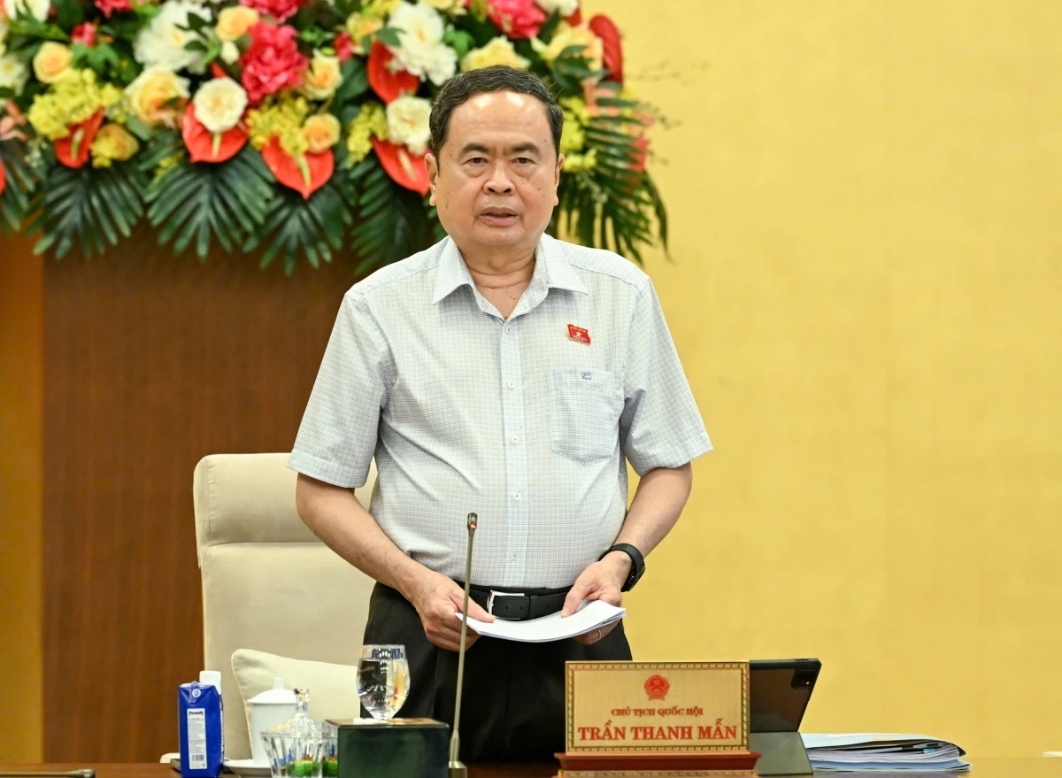 Chủ tịch Quốc hội Trần Thanh Mẫn phát biểu tại phiên họp.
