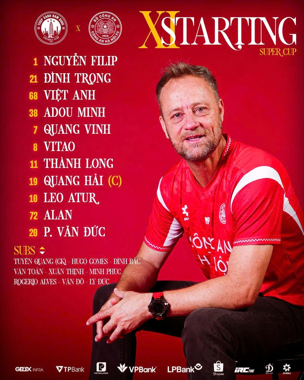 Danh sách đội hình xuất phát và đăng kí thi đấu của CLB CAHN (Ảnh: CAHN FC)