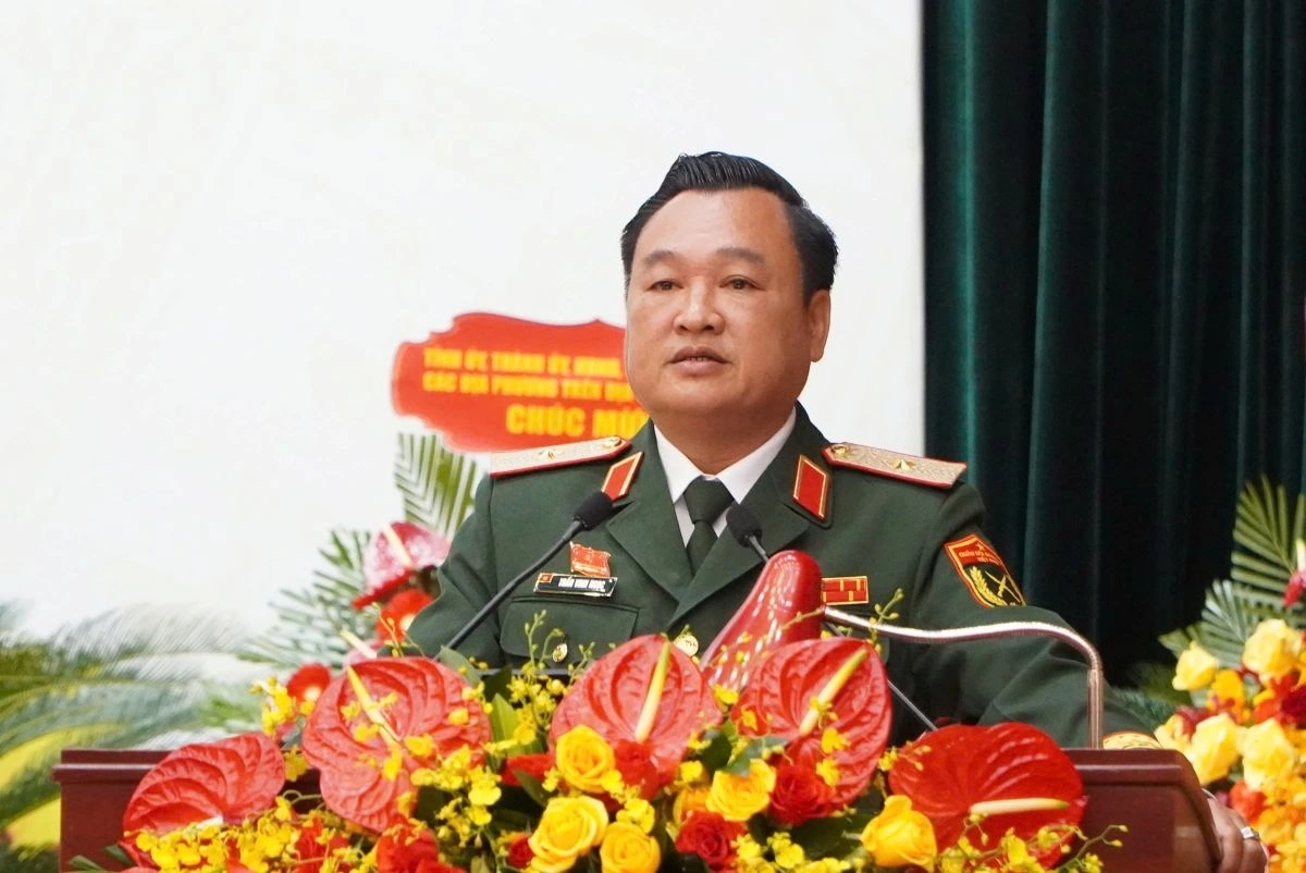 Thiếu tướng Trần Vinh Ngọc - Bí thư Đảng ủy, Chính ủy Quân khu 7 phát biểu khai mạc